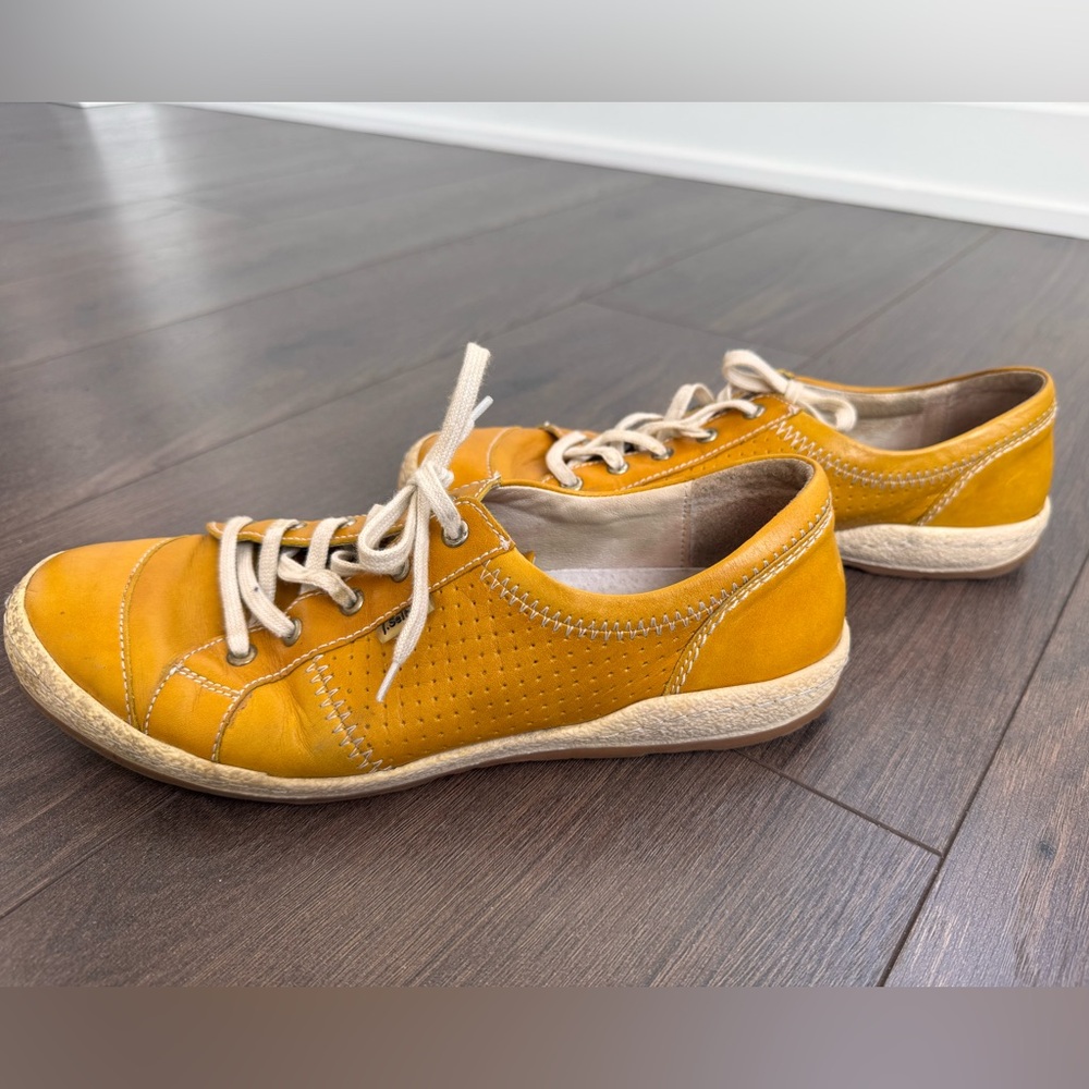 Josef Seibel Casual Leather Sneakers in Mustard Yellow